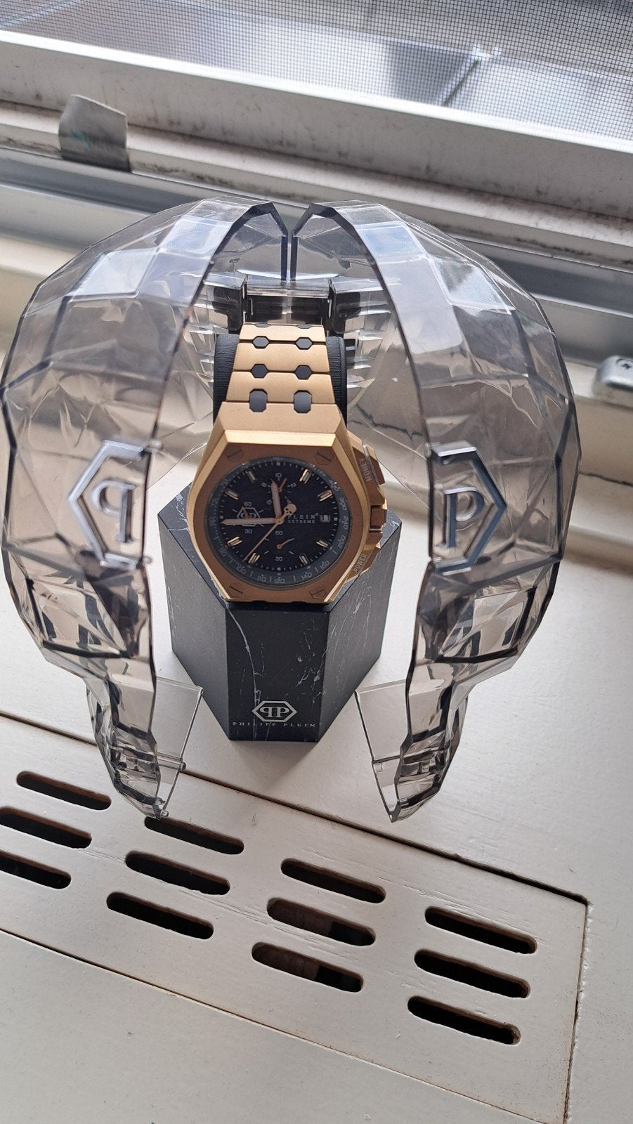 Philip Plein Horloge - Gouden Polshorloge met Uniek Design, Overige merken, Overige materialen, Polshorloge, Overige materialen