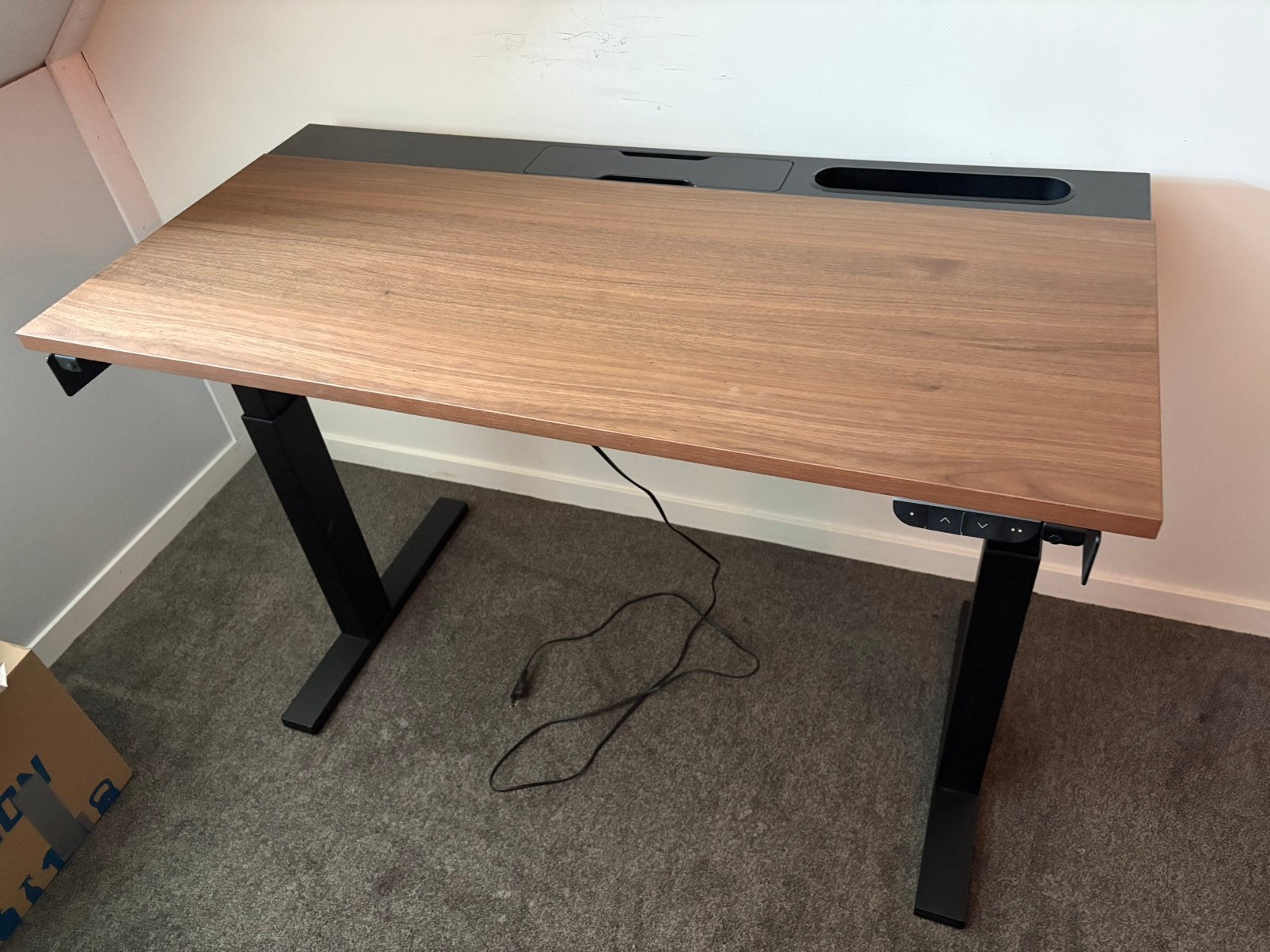 IKEA mittzon 120x60 zwart/walnoot elektrisch verstelbaar, Ophalen, Elektrisch, Zo goed als nieuw