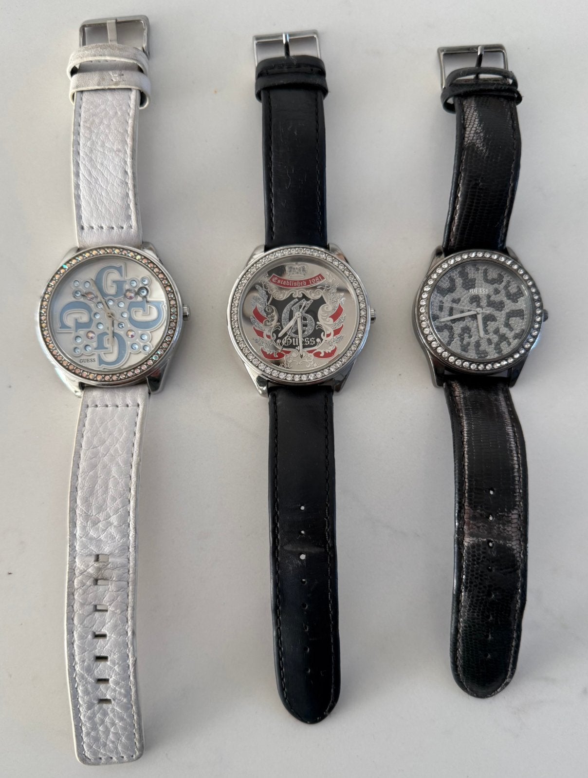 Guess Dameshorloges - per stuk of alle 3 samen., Ophalen, Staal, Gebruikt, Guess