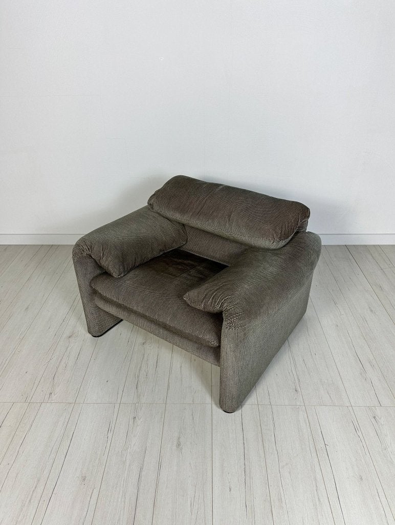 Cassina Maralunga fauteuil Vico Magistretti vintage 70s, Ophalen of Verzenden, Zo goed als nieuw, Stof, Vintage