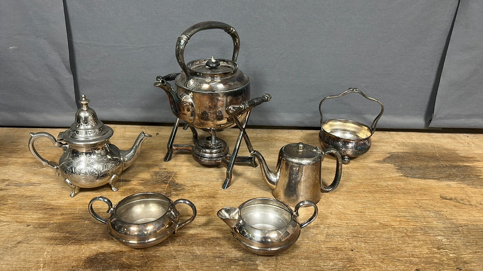 Zilver of verzilverd thee stel., Antiek en Kunst, Ophalen of Verzenden, Zilver