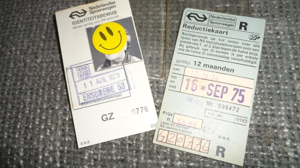 NS spoorwegen identiteitsbewijs vervallen 1973, Verzenden, Gebruikt, Trein, Overige typen