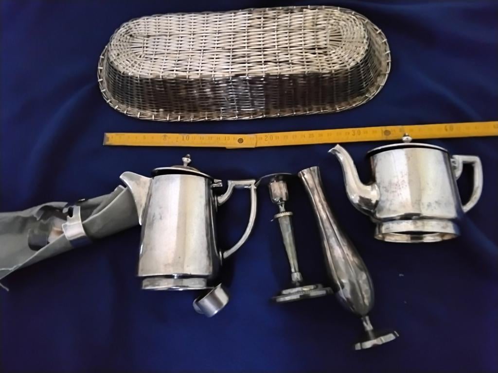 Verzilverd of zilver kannetjes broodmandje8st Divers, Ophalen of Verzenden