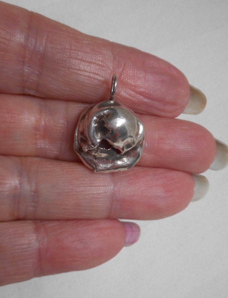 Zilveren vintage hanger nugget nr.607, Verzenden, Zo goed als nieuw, Zilver, Zilver