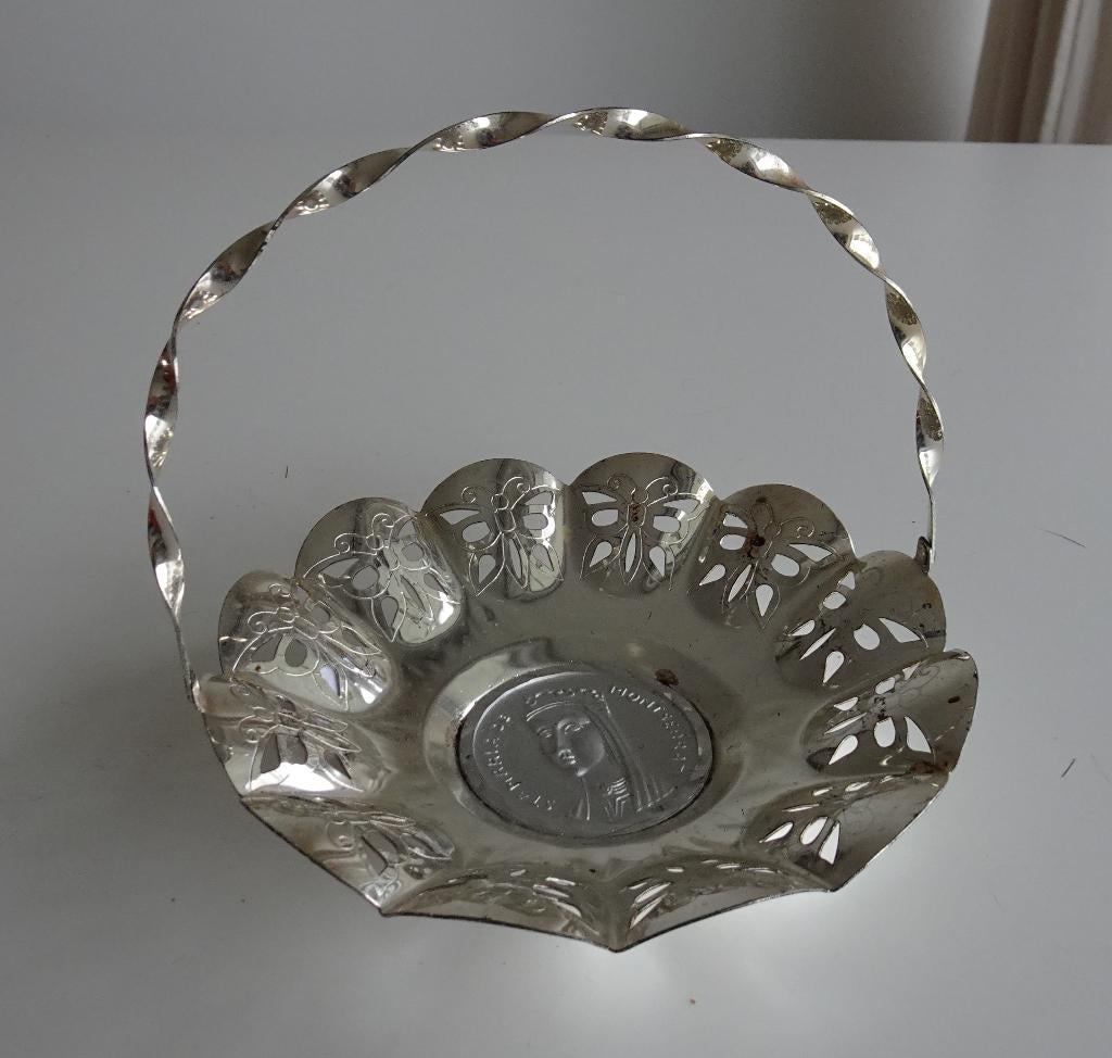 Vintage Schaaltje of Mandje met Hengsel Verzilverd, Antiek en Kunst, Ophalen