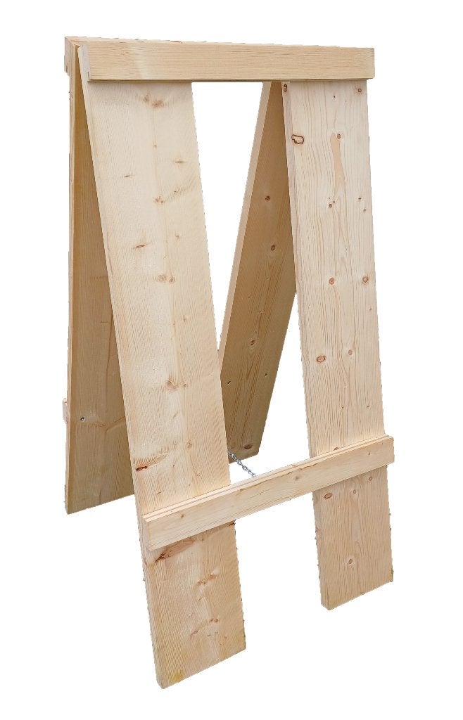 Houten inklapbaar bordstandaard - 120 cm hoog, Ophalen, Gebruikt, Reclamebord