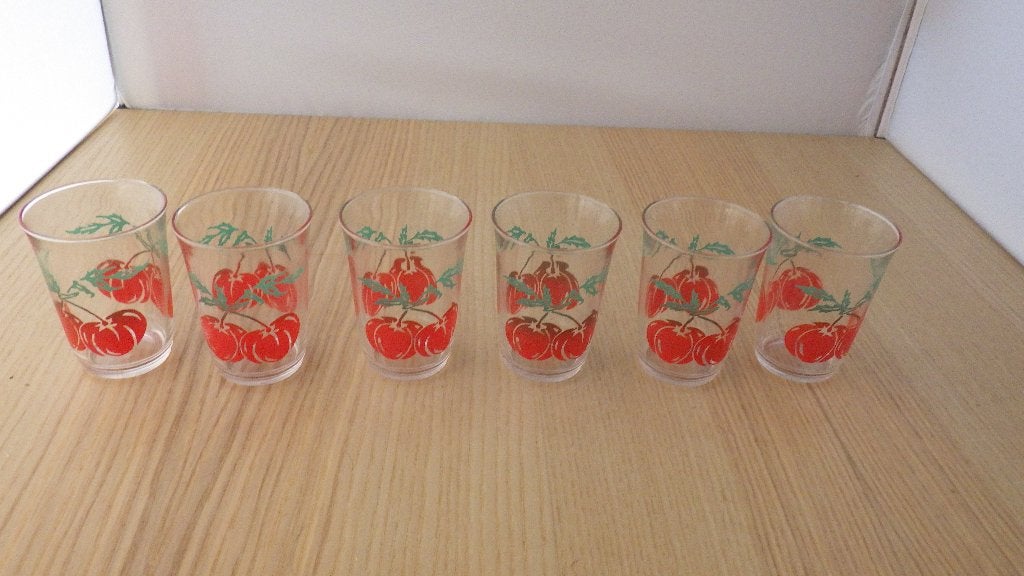 6 kleine glaasje met fruit als decoratie, Ophalen of Verzenden, Overige typen