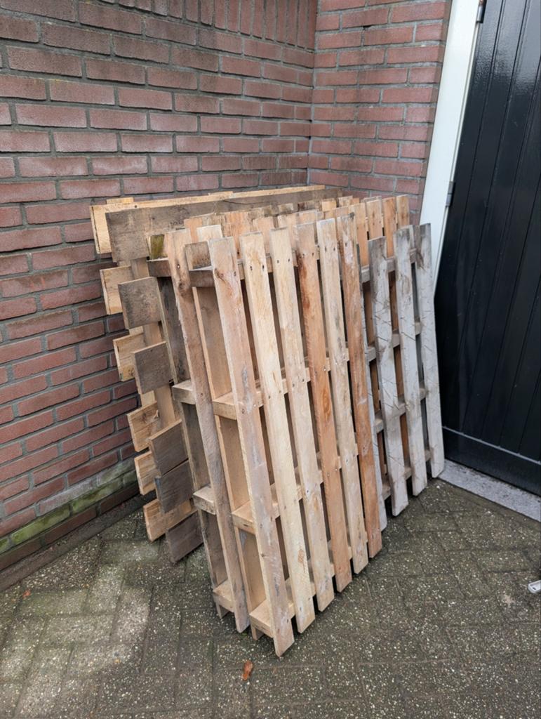 Gratis houten pallets 8 stuks brandhout, Doe-het-zelf en Verbouw, Hout en Planken, Ophalen, Overige houtsoorten, Minder dan 200 cm