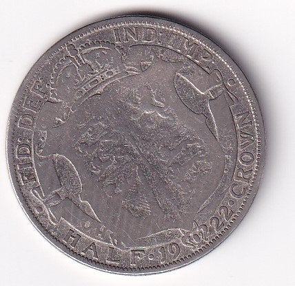 UK 1/2 Crown 1922 in mindere kwaliteit, Postzegels en Munten, Munten | Europa | Niet-Euromunten, Ophalen of Verzenden, Overige landen