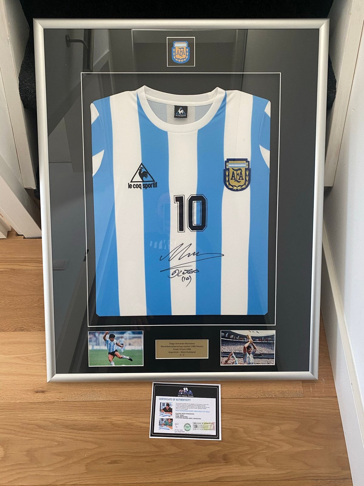 Gesigneerd Maradona Argentinië Shirt met COA, Verzamelen, Sportartikelen en Voetbal, Ophalen of Verzenden, Nieuw, Buitenlandse clubs