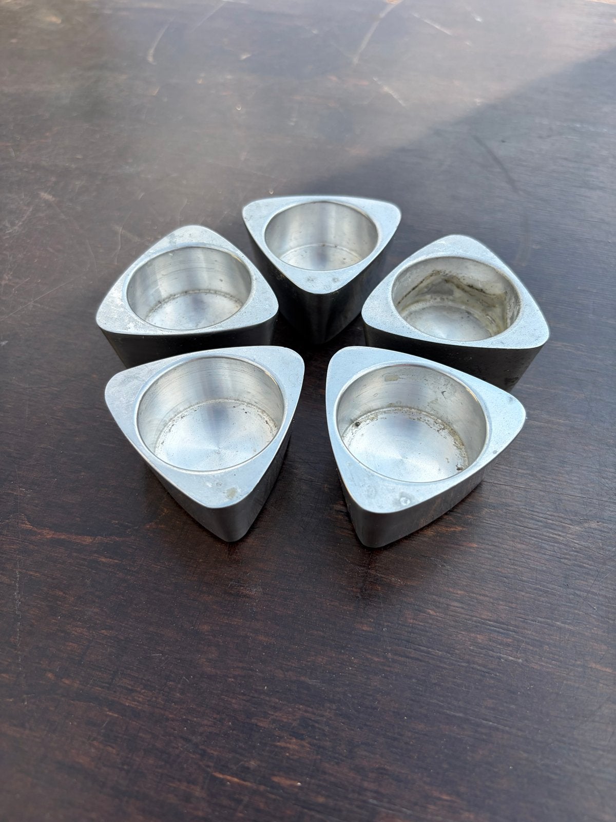 5 aluminium IKEA waxinelichthouders 1990 Scandinavisch, Gebruikt, Ophalen of Verzenden, Metaal, Grijs