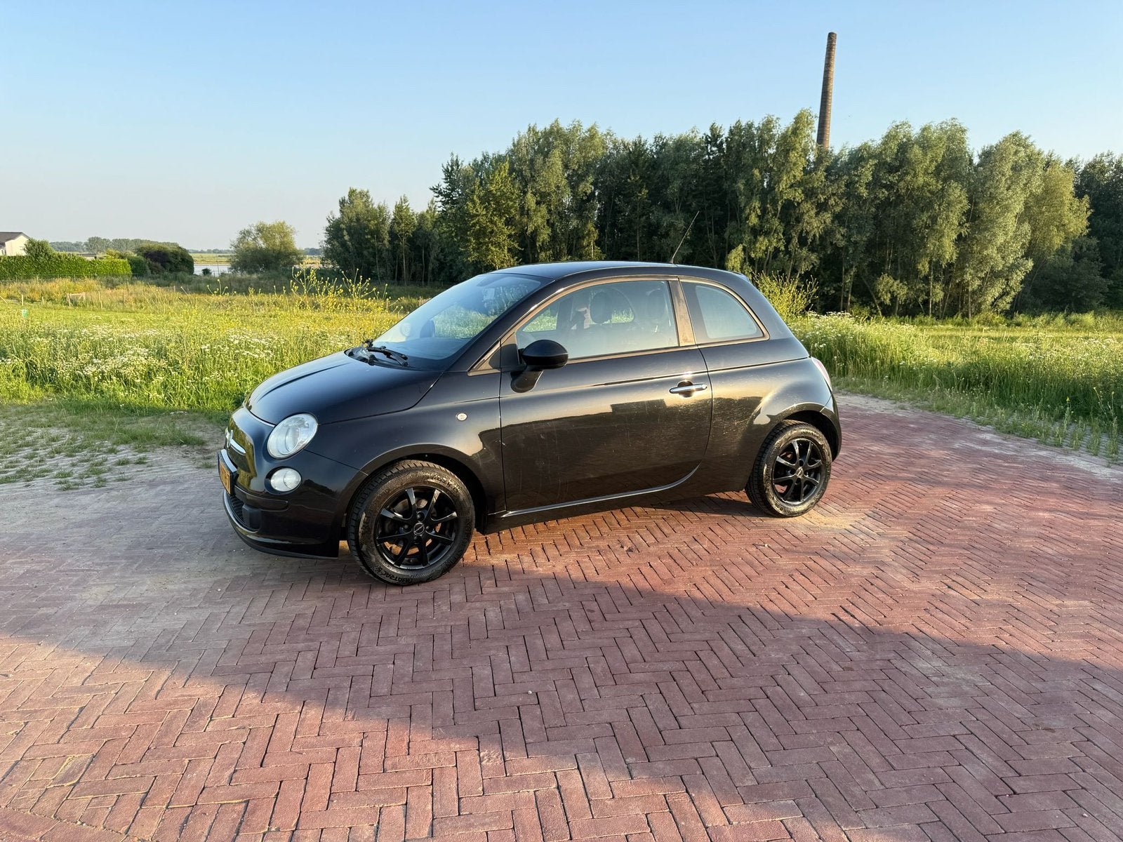 Fiat 500 1.2 69pk 2011 Zwart, Auto's, 1242 cc, 4 cilinders, 840 kg, Zwart