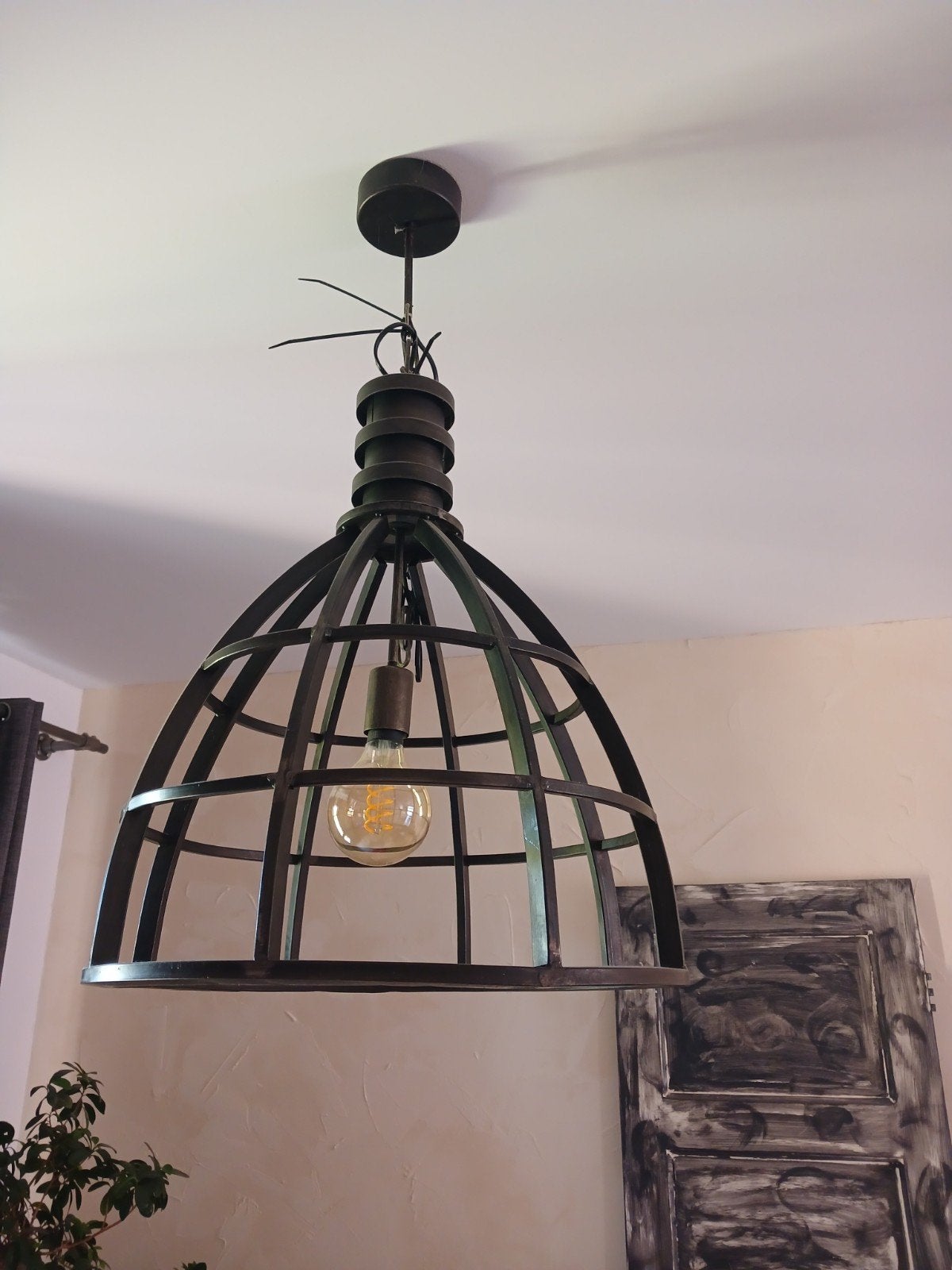 Industriële lamp, Ophalen, E27 (groot), Zo goed als nieuw, Metaal