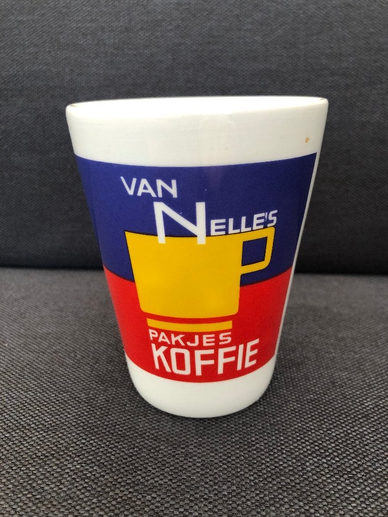 Van Nelle drinkbeker, vintage, Ophalen of Verzenden, Gebruikt, Porselein, Kop en/of schotel