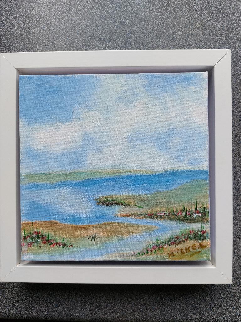 Mooi schilderijtje, incl lijst 26 x 26 cm, Ophalen of Verzenden, Zo goed als nieuw