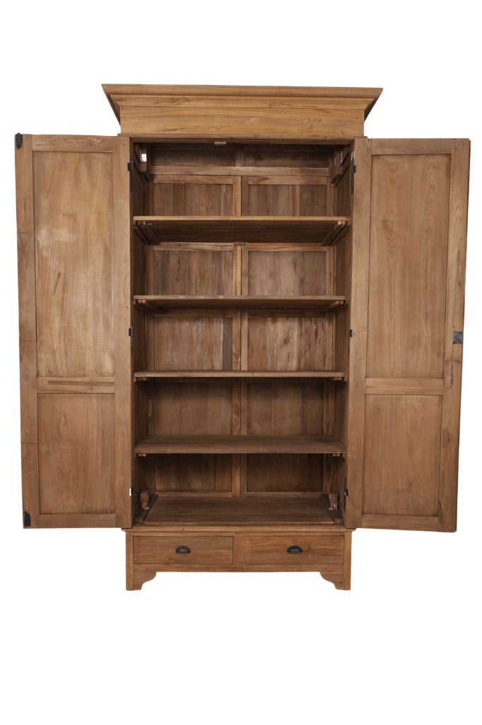 HOGE teakhouten opbergkast/service kast, Huis en Inrichting, Kasten | Buffetkasten, 200 cm of meer, Teakhout, Nieuw, Ophalen of Verzenden
