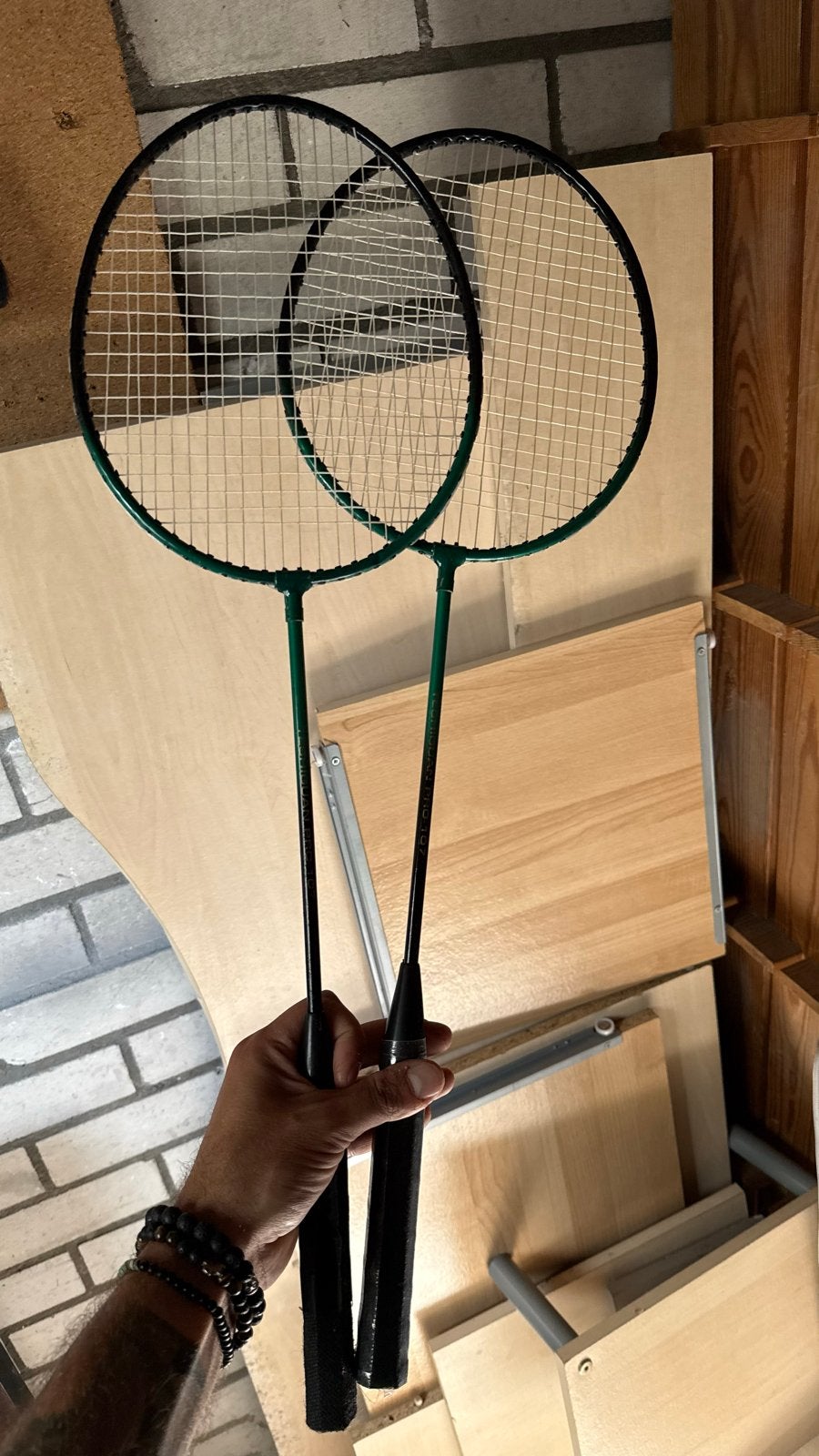 2 Badminton rackets - Groen en Zwart, Ophalen of Verzenden, Gebruikt, Racket(s)
