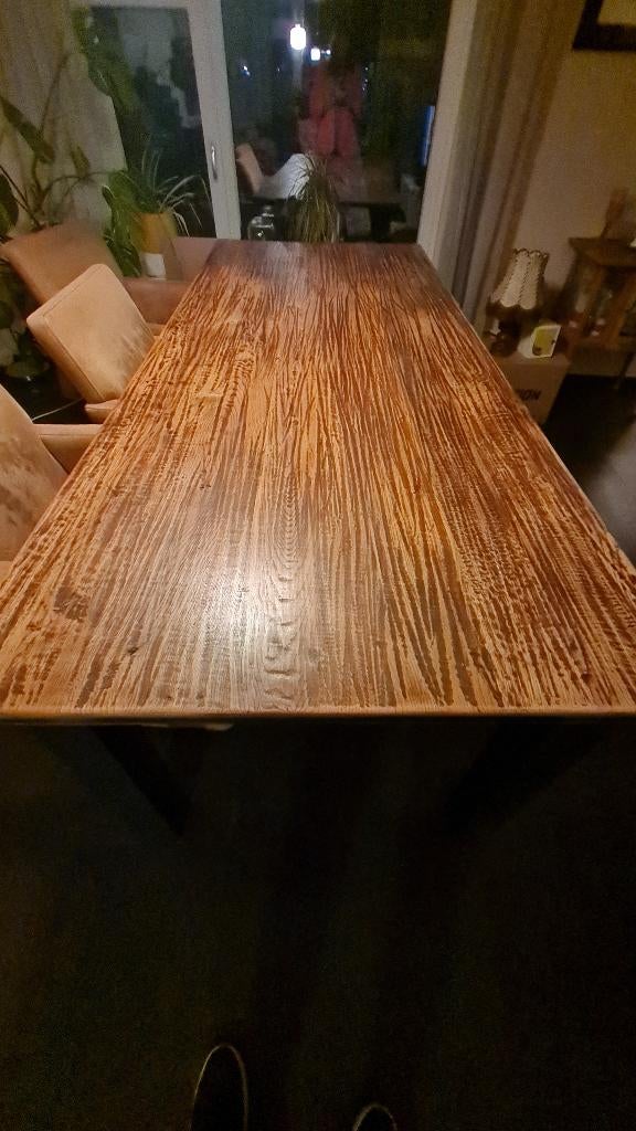 Eetkamertafel met stoelen, Ophalen, Gebruikt, Modern,hout, 4 tot 6 stoelen