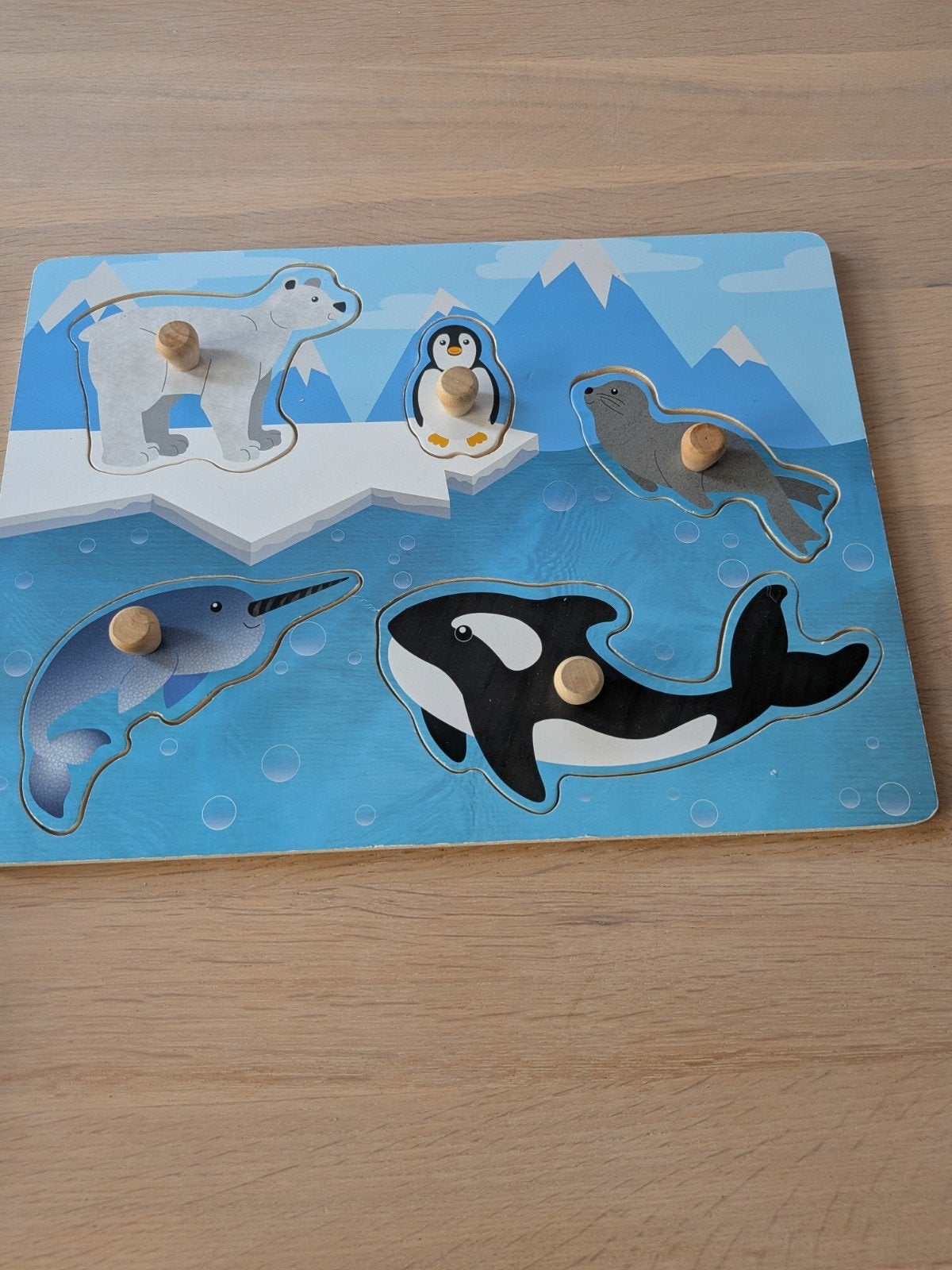 Houten Dierenpuzzel Poolgebied, Ophalen, 2 tot 4 jaar, Gebruikt, Van hout