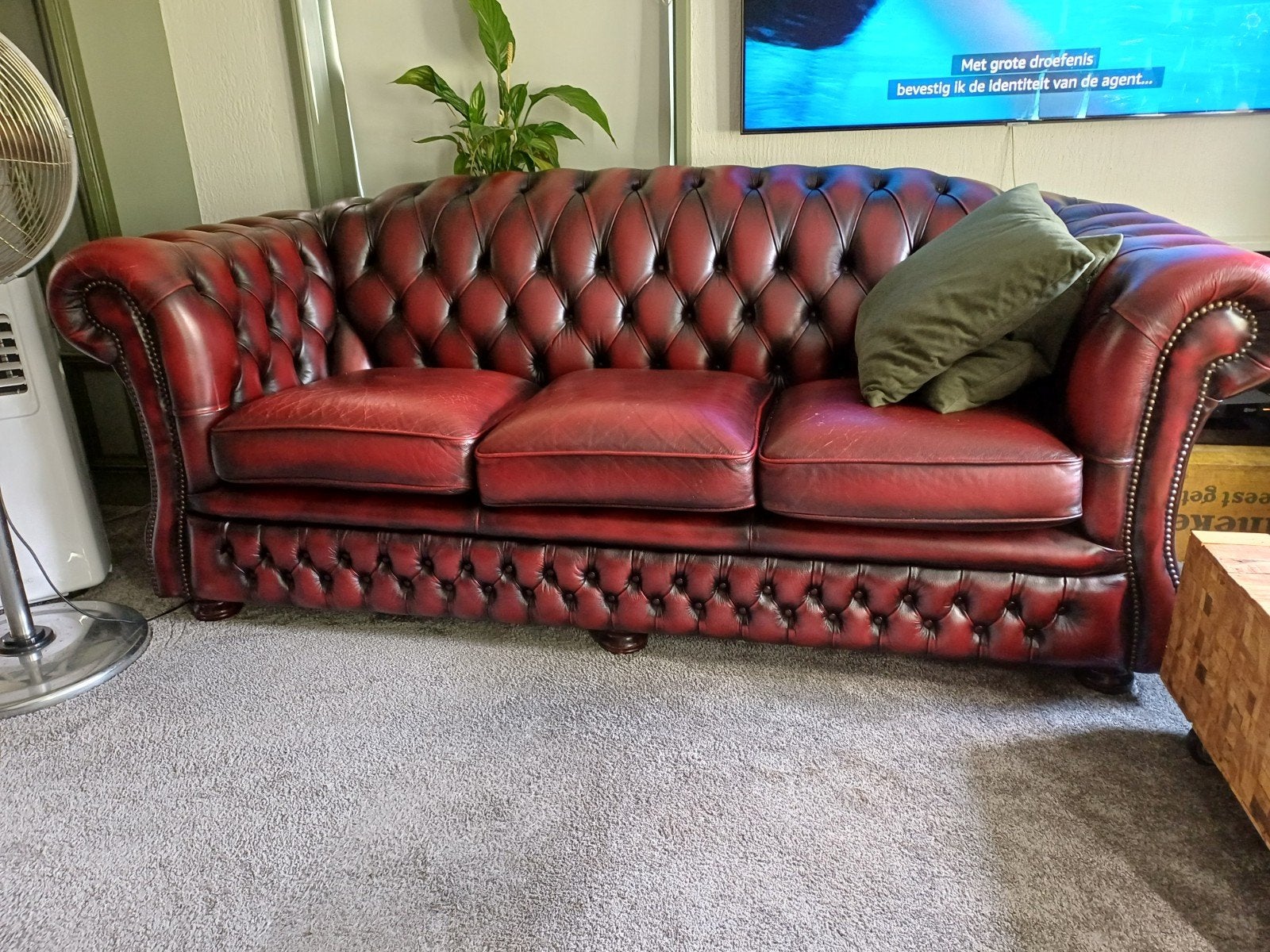 Springvale Oxblood set Chesterfield, Ophalen, Gebruikt, Leer, Chesterfield
