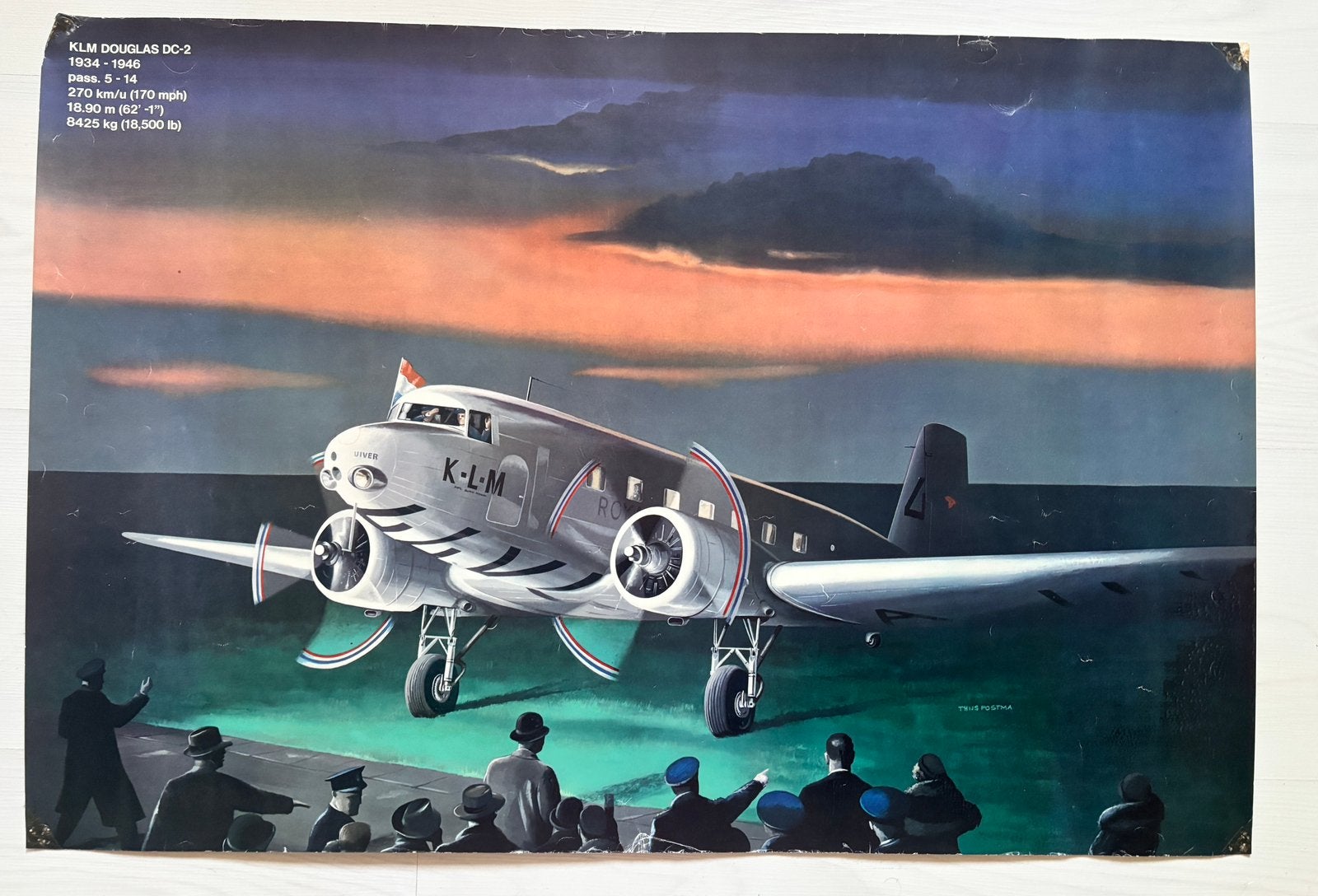 2 Thijs Postma luchtvaart KLM Uiver - Ruilen, Verzamelen, Posters, Ophalen, Gebruikt, A1 t/m A3, Reclame
