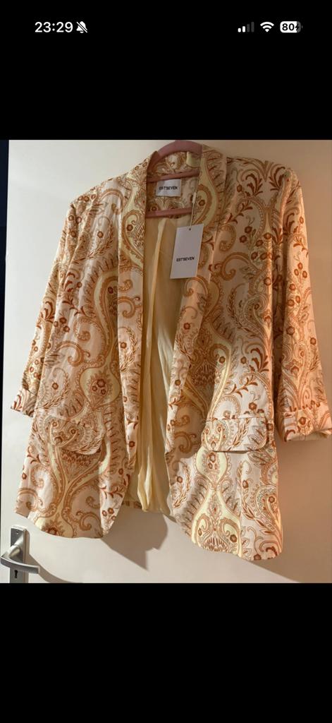 EST'SEVEN Paisley Blazer - Nieuw met kaartje, Maat 38/40 (M), Beige, Nieuw, Ophalen of Verzenden
