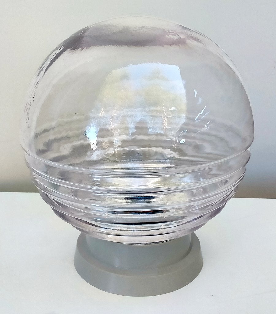 Blank Glazen Ribbel Lamp Plafondlamp - Mond Geblazen, Ophalen of Verzenden, Zo goed als nieuw, Glas