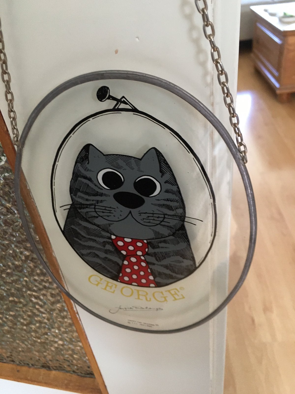 Vintage raamhanger GEORGE kat van glas., Ophalen of Verzenden, Gebruikt