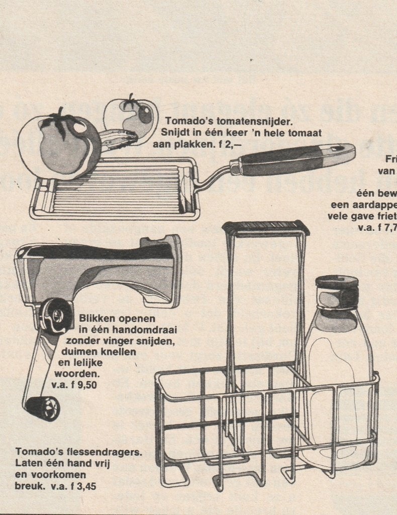 retro reclame 1968 Tomado zuivel flessendragers melkdragers, Verzenden, Overige typen