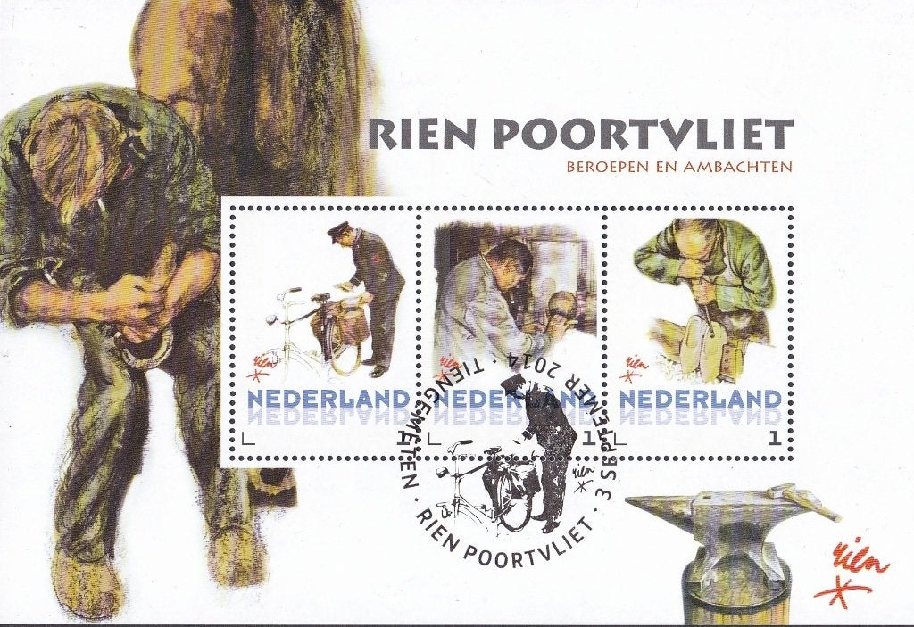 Rien Poortvliet – Beroepen en ambachten -stempel Tiengemeten, Postzegels en Munten, Verzenden, Na 1940, Gestempeld