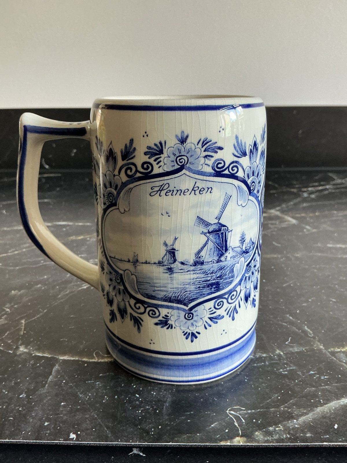 Heineken bierpul Delftsblauw - Flora Keramiek, Ophalen of Verzenden