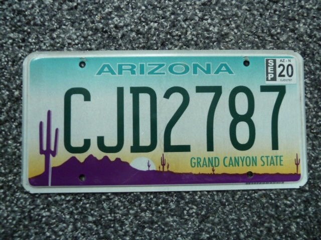 Kentekenplaat licenseplate Arizona no 3 USA, Verzenden, Gebruikt, Auto's