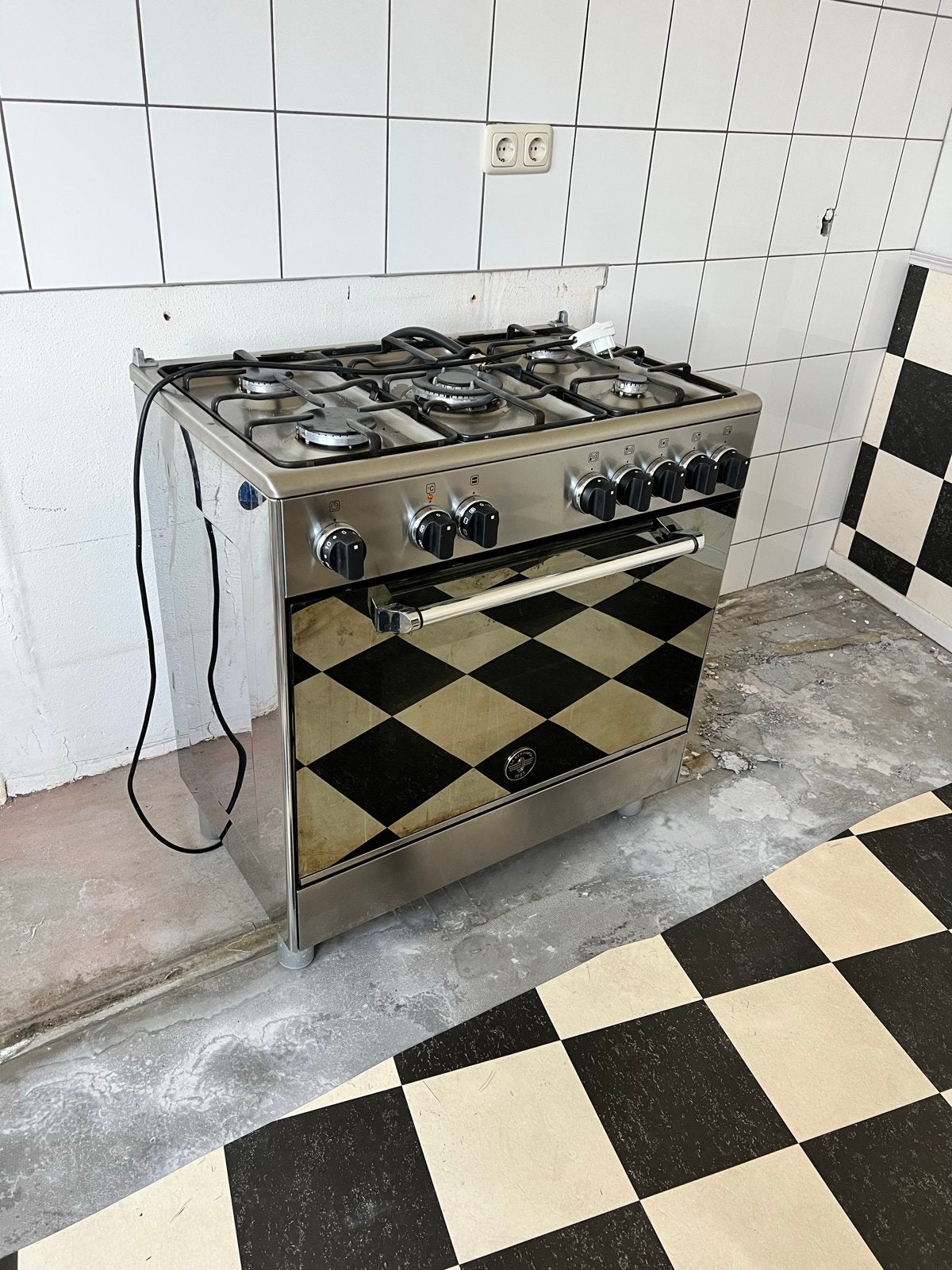 La Germania 5-pits gasfornuis RVS – Made in Italy – 11 kW, Ophalen, Gebruikt, 60 cm of meer, Grill