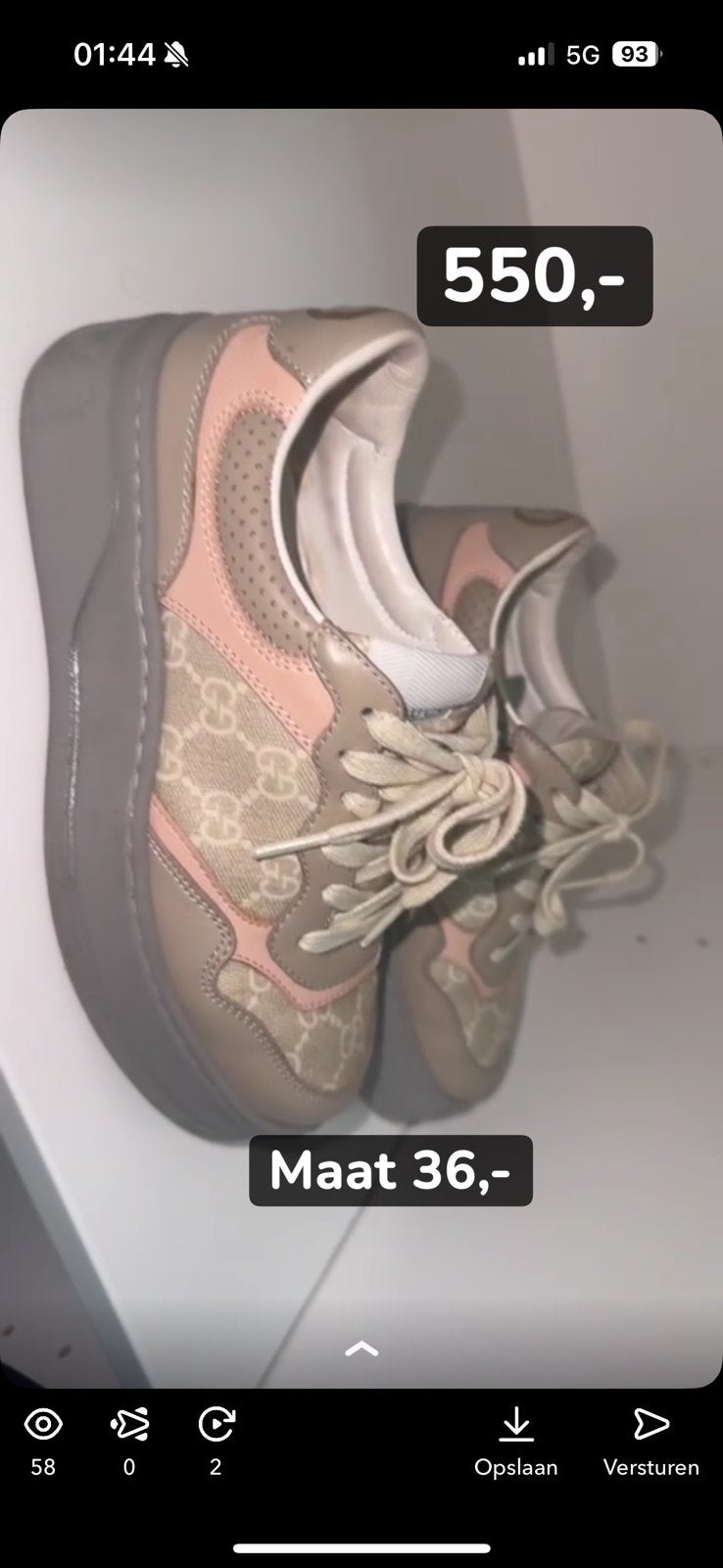 Gucci sneakers, Ophalen of Verzenden, Zo goed als nieuw, Sneakers of Gympen