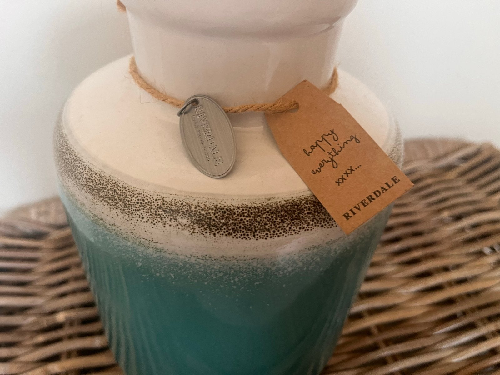 Riverdale vaas turquoise/wit, Ophalen, Zo goed als nieuw, Meerkleurig