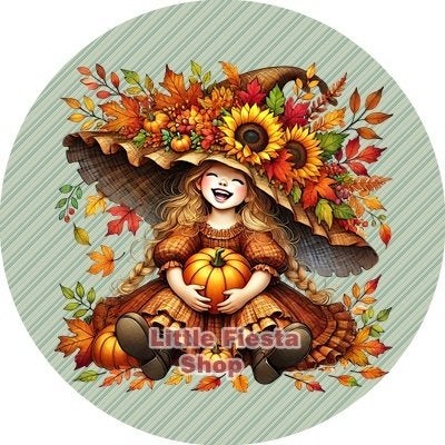 lf1067 ouwel herfst meisje 20x4,7cm eetbare cupcake rondjes, Ophalen of Verzenden, Nieuw, Cupcakes, Versiering