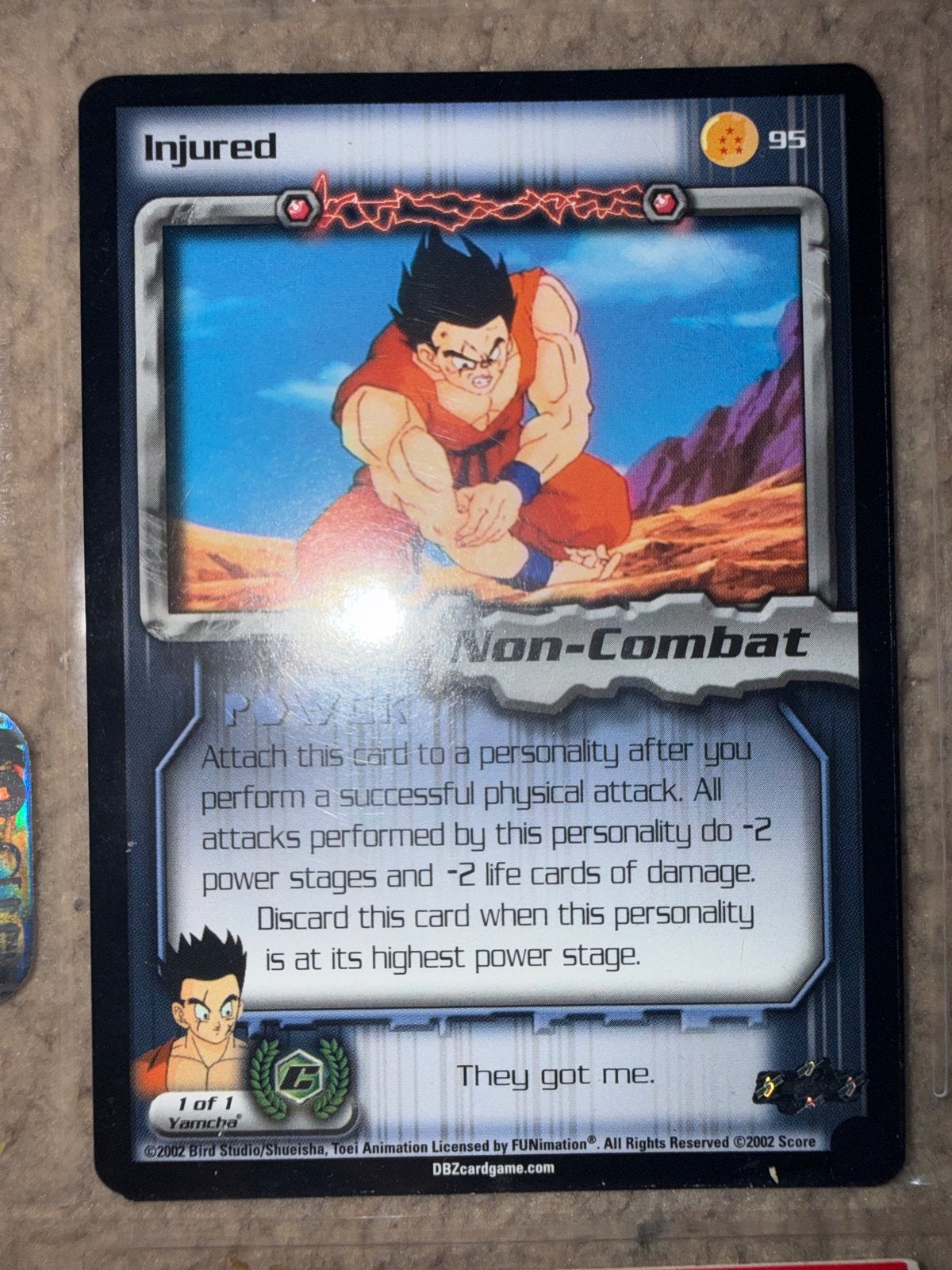 Dragon Ball Z TCG: Injured (Yamcha) - Non-Combat kaart, Hobby en Vrije tijd, Verzamelkaartspellen | Magic the Gathering, Ophalen of Verzenden