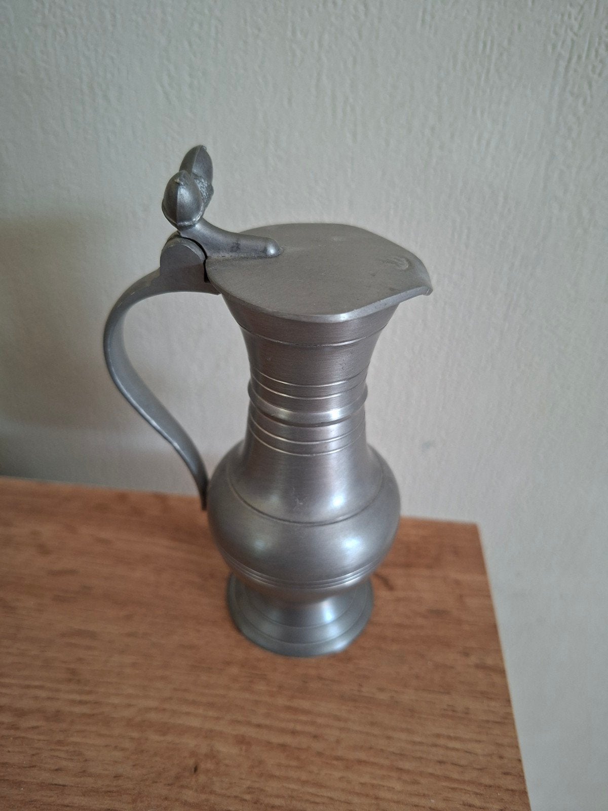 Antieke tinnen kan met eikeldecoratie, 92% tin, Ophalen of Verzenden