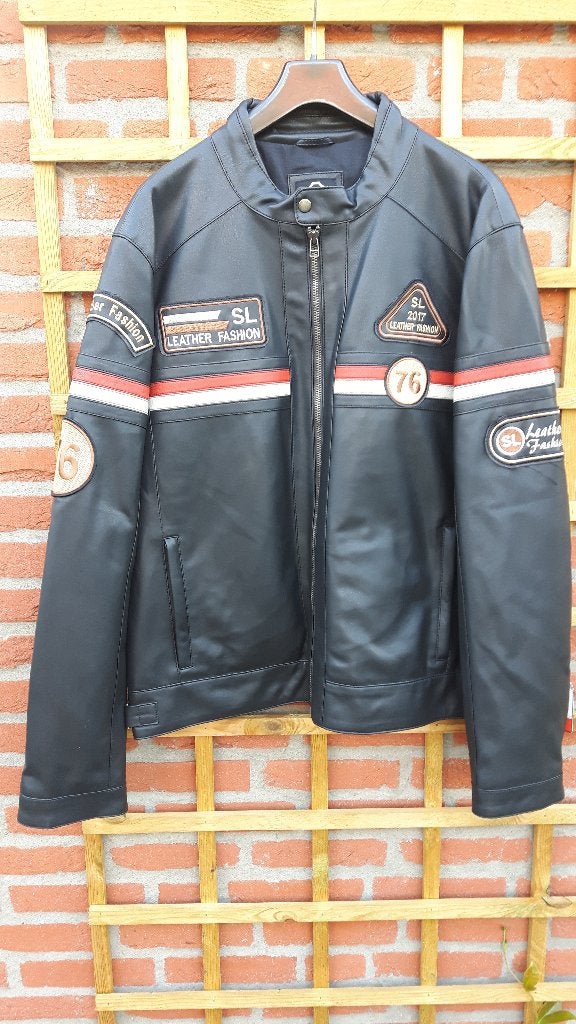 * Zwarte Leren Bikerjack / Bikerjas * Mt. 48 / S * Nieuw *, Zwart, Nieuw, Ophalen of Verzenden, Sluis Leder