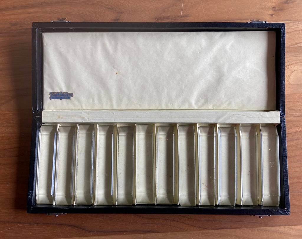 Cassette met kristallen messen leggers 12 stuks, Ophalen of Verzenden