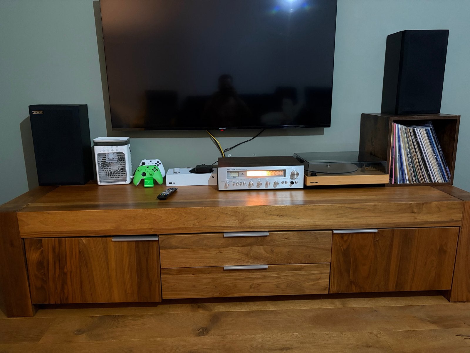Goossens Timber Massief houten tv-meubel, Gebruikt, Eikenhout, Ophalen of Verzenden, 200 cm of meer