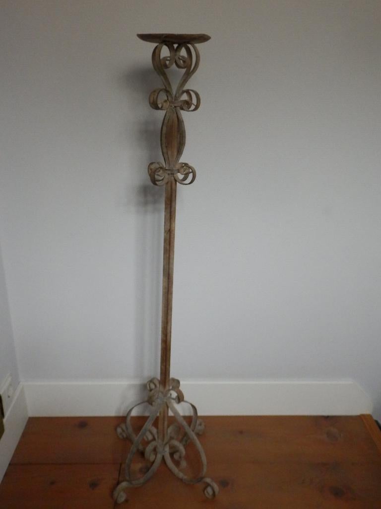 Hoge vloerkandelaar, Franse brocante, Huis en Inrichting, Ophalen, Gebruikt, Kandelaar, Metaal