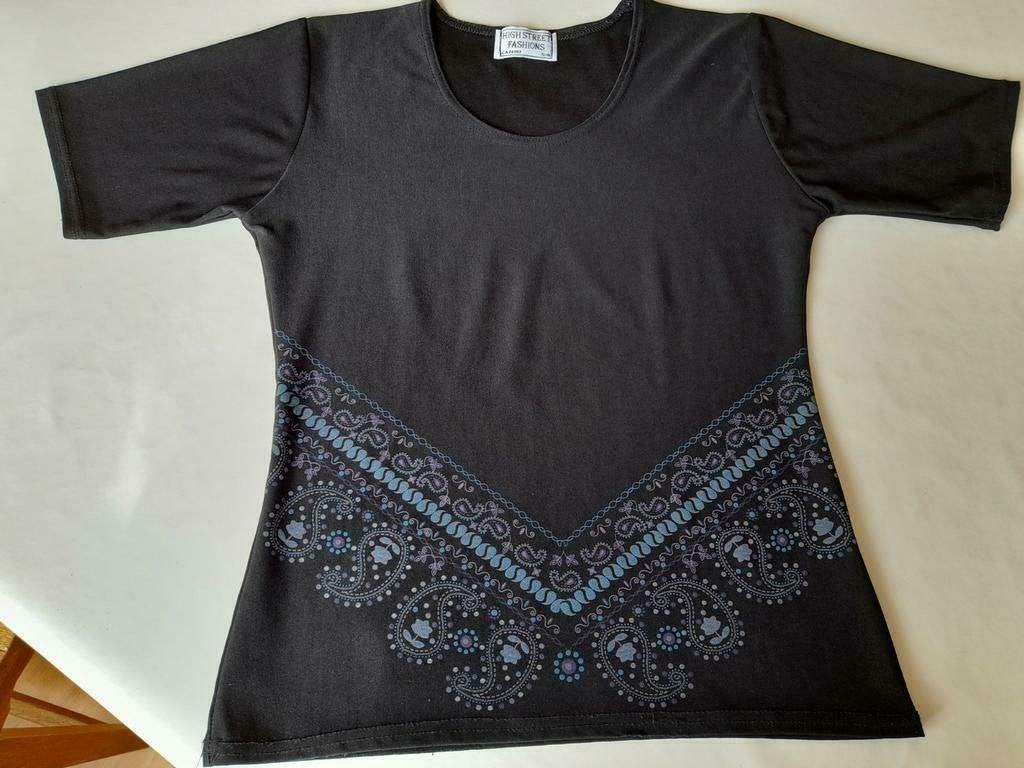 Mooi shirtje maat 36-38, Zwart, Ophalen of Verzenden, Zo goed als nieuw, Korte mouw