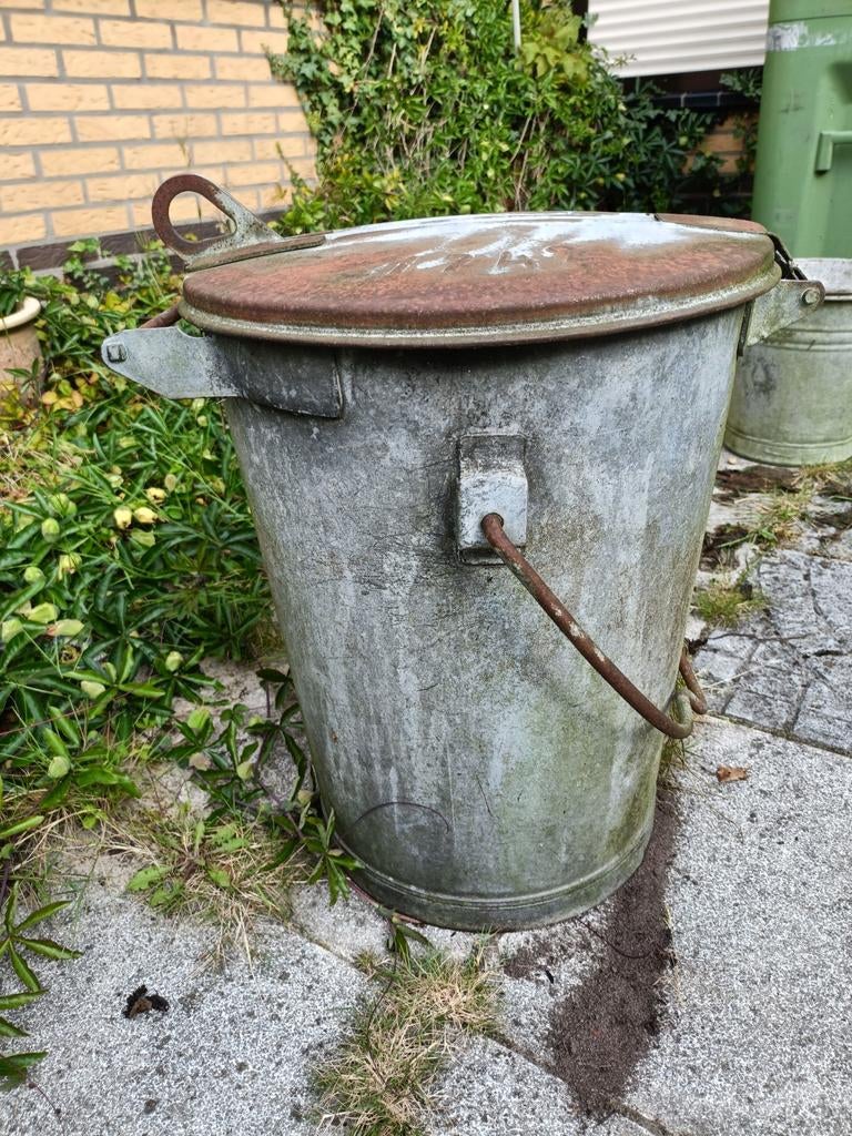 Zinken vuilnisbak, zonder bodem, Tuin en Terras, Ophalen, Gebruikt
