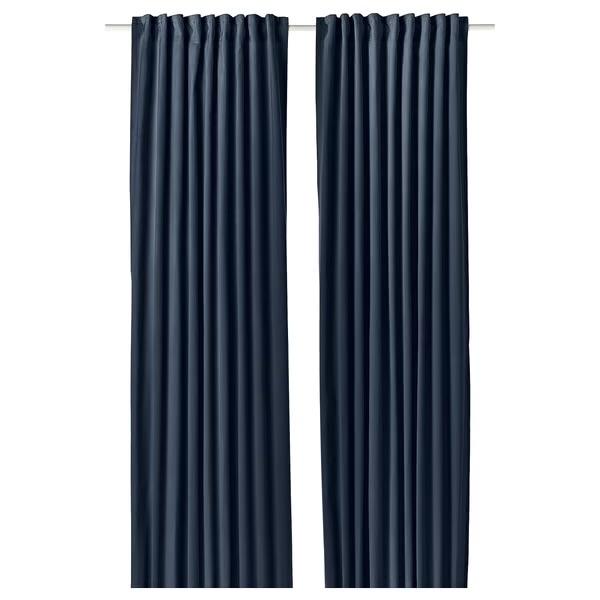 4x IKEA Sanela Gordijnen Blauw 140x300cm, 100 tot 150 cm, Ophalen of Verzenden, Zo goed als nieuw, 200 cm of meer