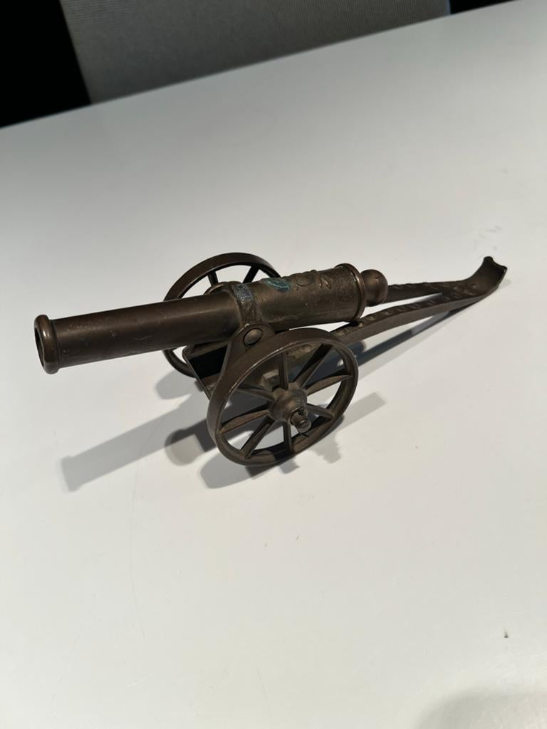 Antiek Bronzen Kanon Miniatuur - Decoratief Stuk, Ophalen of Verzenden, Brons