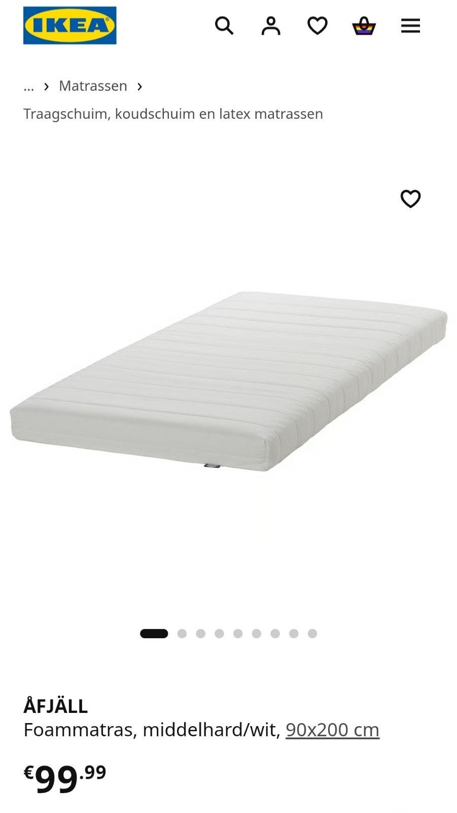2 supernette, schone matrassen afjall ikea, wasbare tijk, Ophalen, Zo goed als nieuw, Eenpersoons, 90 cm