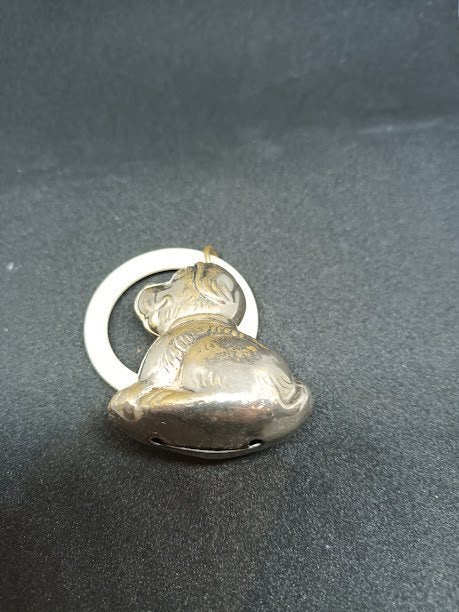 Vintage verzilverde honden rammelaar voor baby, Antiek en Kunst, Ophalen of Verzenden
