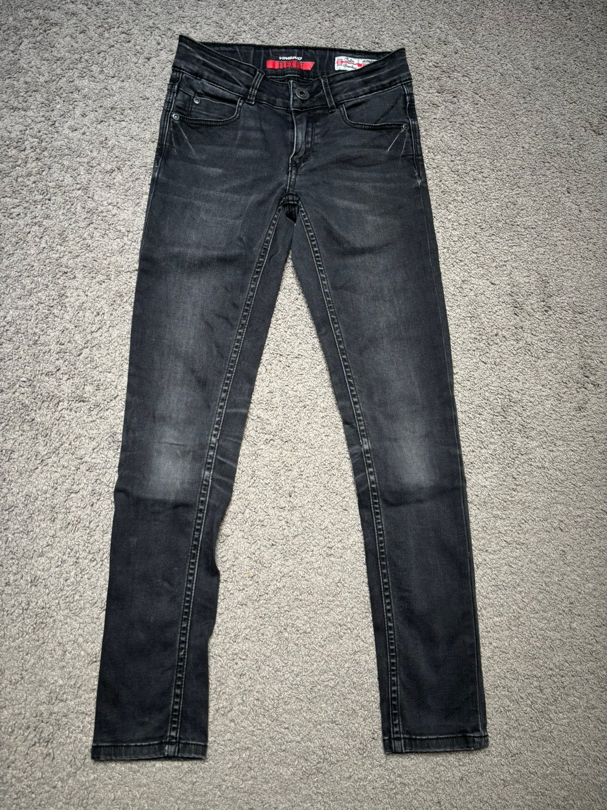 Zwarte skinny spijkerbroek Vingino maat 134, Ophalen of Verzenden, Gebruikt, Meisje, Broek