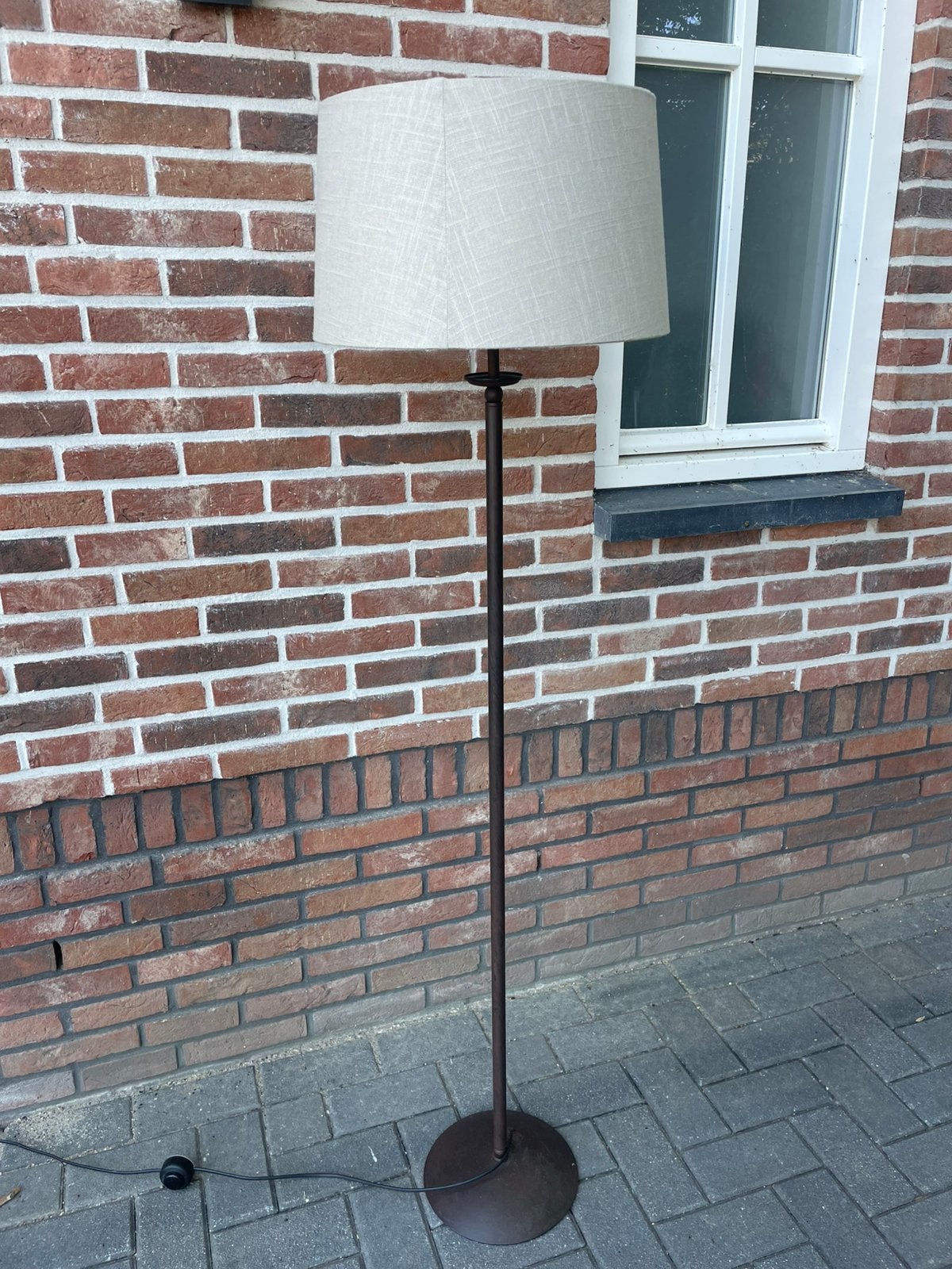 Staande schemerlamp beige, Huis en Inrichting, Lampen | Vloerlampen, Ophalen, Gebruikt, 150 tot 200 cm